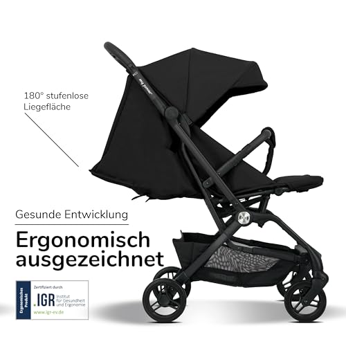 my junior Buggy PICO³, bis 22kg, Einhand AutoFold, Ergonomische Liegeposition, UV50+ Sonnenverdeck, Handgepäckmaß, Black Night
