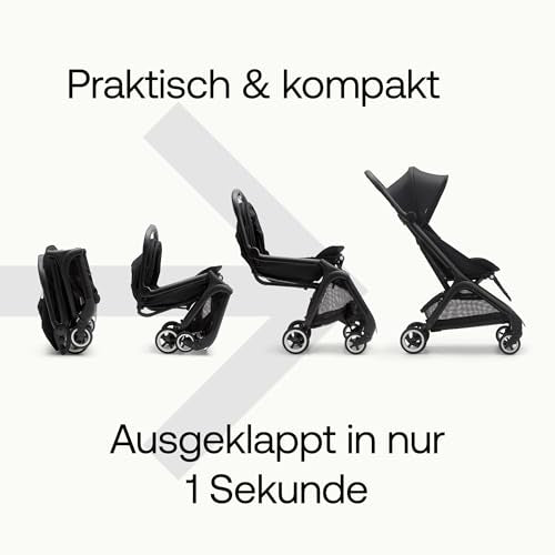 Bugaboo Butterfly, Ultrakompakter Reise-Kinderwagen, Einhändig Faltbar, Black