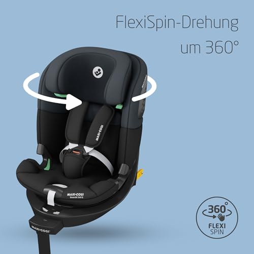 Maxi-Cosi Emerald 360 S i-Size, 360° Drehbarer Autositz, 0-12 Jahre, Tonal Black