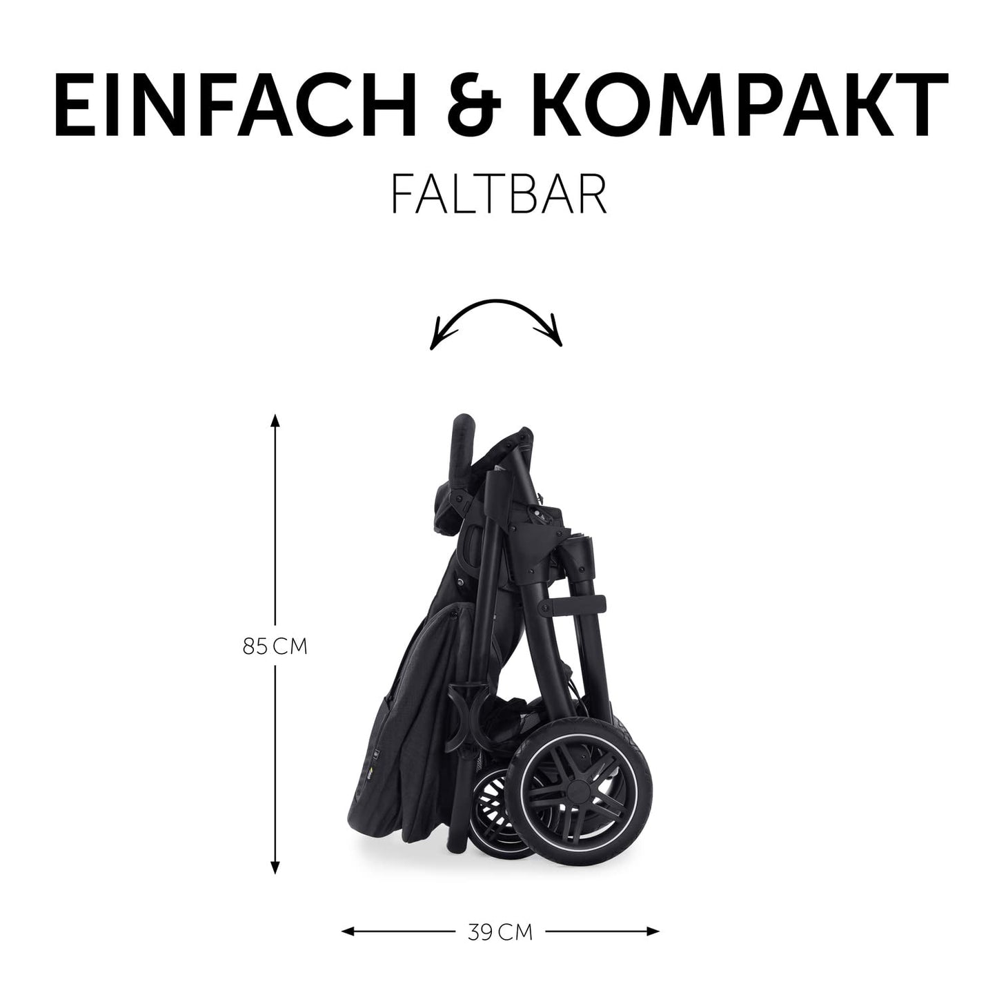Hauck 3in1 Kinderwagen Set Saturn R, Babyschale, Babywanne & Buggy, ab Geburt bis 22 kg, Melange Schwarz