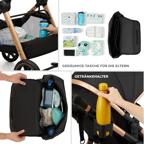 Kinderkraft ESME 3-in-1 Kinderwagen Set, Kombikinderwagen Reisesystem, Babyschale I-Size, Bis 26 kg, Grau