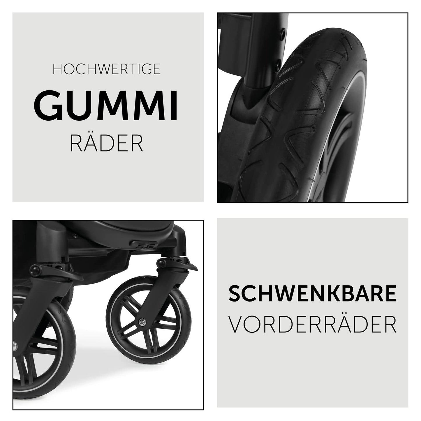 Hauck 3in1 Kinderwagen Set Saturn R, Babyschale, Babywanne & Buggy, ab Geburt bis 22 kg, Melange Schwarz