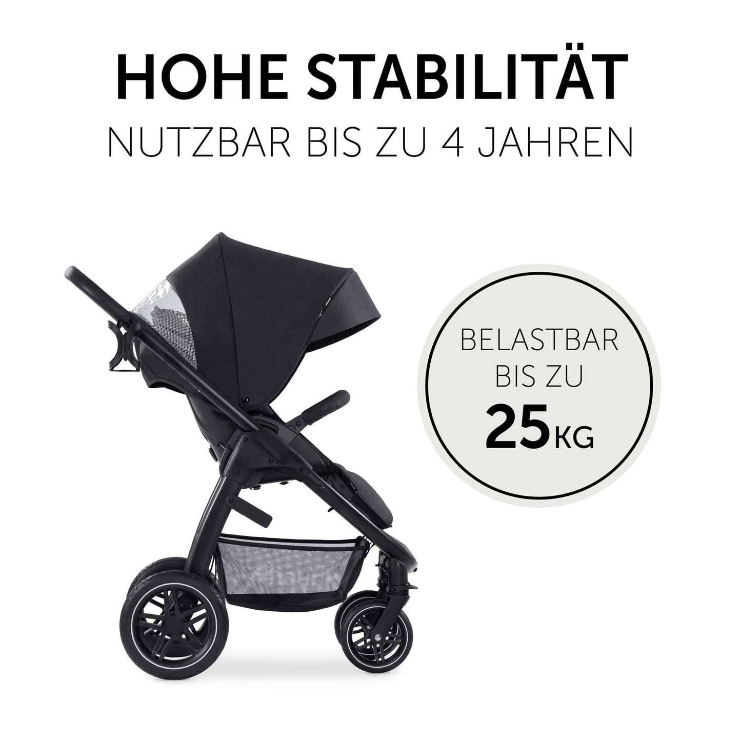 Hauck 3in1 Kinderwagen Set Saturn R, Babyschale, Babywanne & Buggy, ab Geburt bis 22 kg, Melange Schwarz