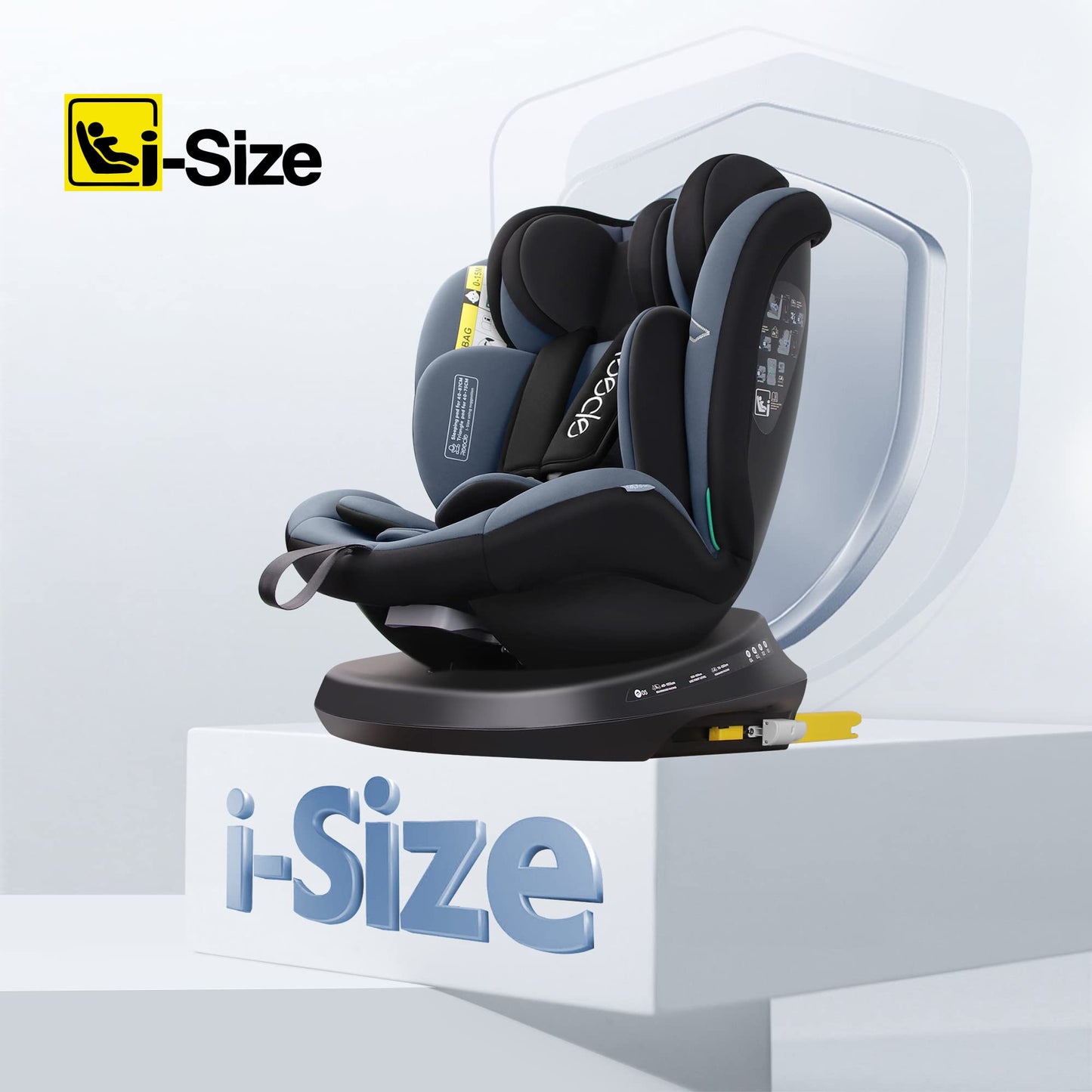 Reecle 360° Drehbar i-Size Kindersitz mit ISOFIX, Reboarder, 0-12 Jahre, Black Gray