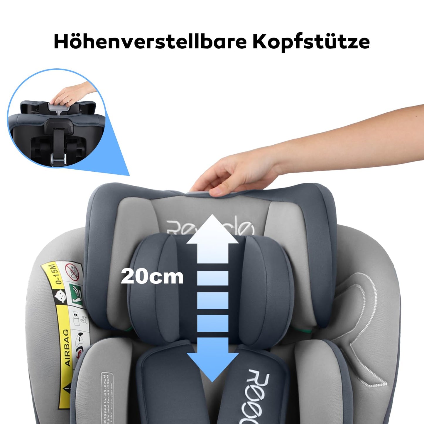Reecle 360 Drehbar i-Size Kindersitz mit ISOFIX 40-150 cm (0-36 kg) Reboarder, ab Geburt -12 Jahre, ECE R129