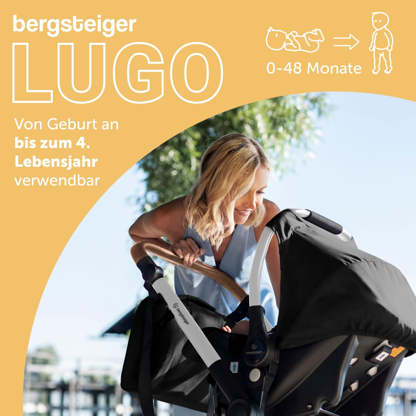 Bergsteiger Kinderwagen Lugo 3in1, Kombikinderwagen Set, Babyschale, Buggy, Isofix erhältlich