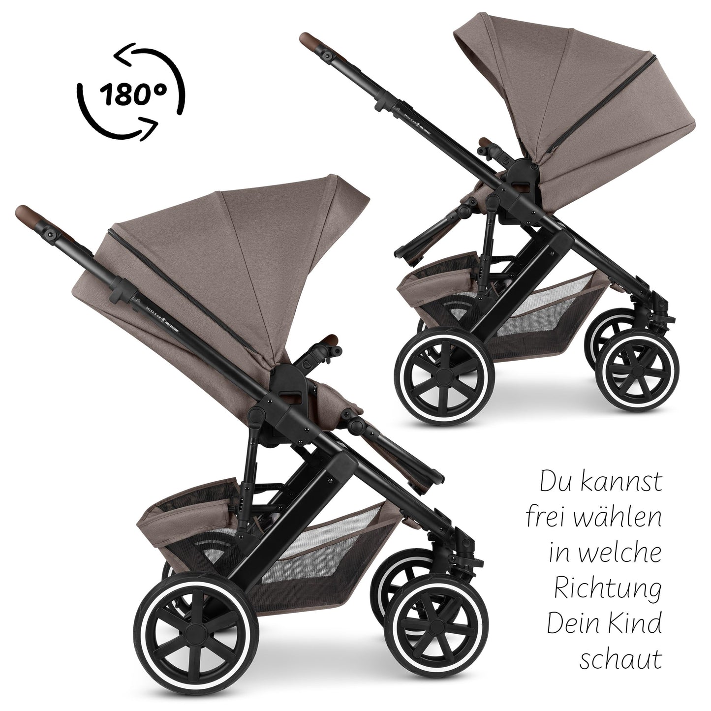 ABC Design Kinderwagen Salsa 5 Air Nature - 2in1 Kombi-Kinderwagen ab Geburt mit Luftreifen, Federung & großer Babywanne