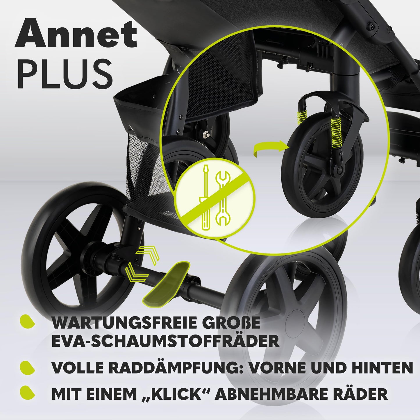 LIONELO Annet Buggy, Bis 22 kg, Liegefunktion, Zusammenklappbar, Eva-Schaum-Räder, Moskitonetz, Fußdecke, Getränkehalter, Korb