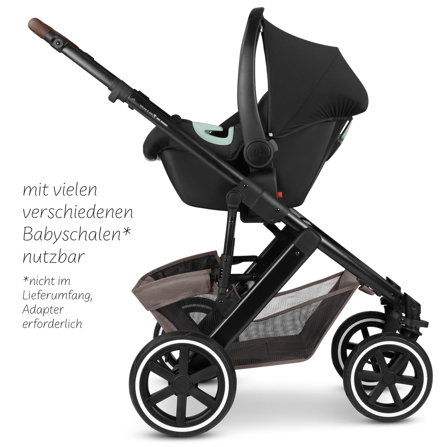 ABC Design Kinderwagen Salsa 5 Air Nature - 2in1 Kombi-Kinderwagen ab Geburt mit Luftreifen, Federung & großer Babywanne
