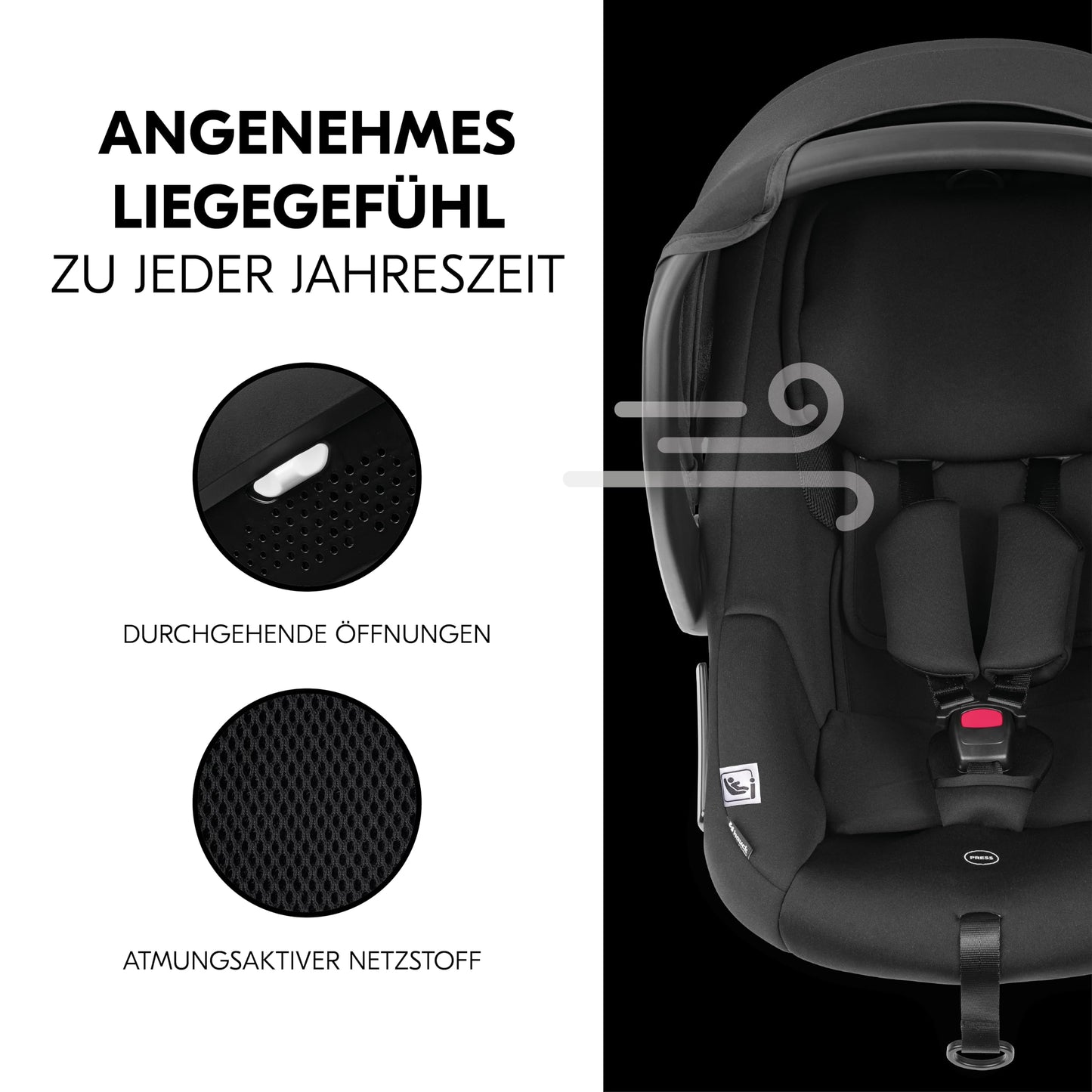 Hauck 3in1 Kinderwagen Set Saturn R, Babyschale, Babywanne & Buggy, ab Geburt bis 22 kg, Melange Schwarz