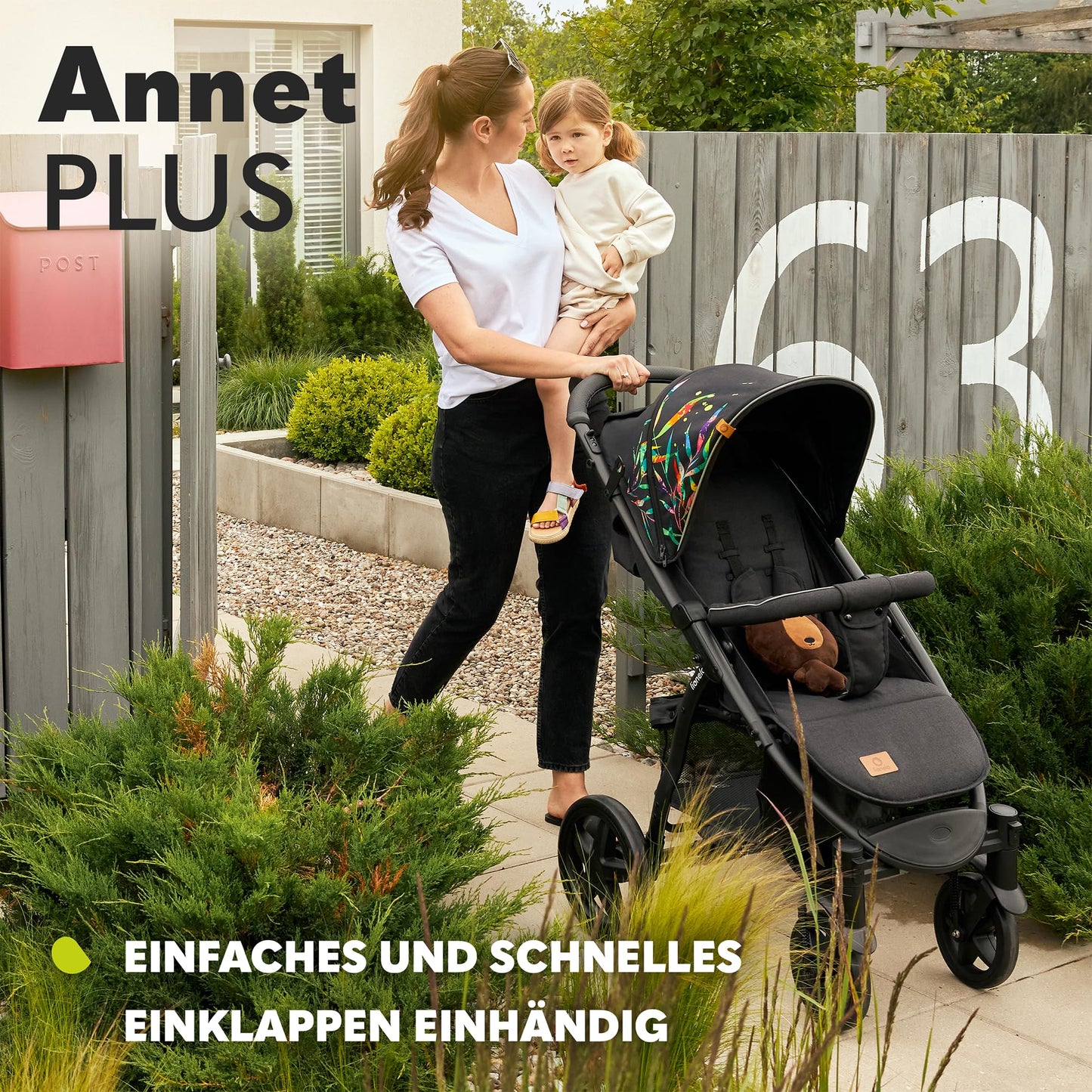 LIONELO Annet Buggy, Bis 22 kg, Liegefunktion, Zusammenklappbar, Eva-Schaum-Räder, Moskitonetz, Fußdecke, Getränkehalter, Korb
