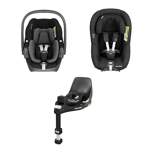 Maxi-Cosi FamilyFix 360 i-Size Basis, Pebble 360 & Pearl 360 Bundle, 0-4 Jahre, Black