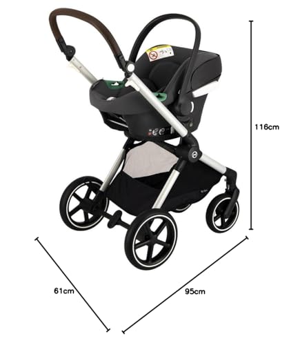 CYBEX Gold Kinderwagen EOS Lux 2-in-1 mit Babyschale Aton B2 i-Size, Reisesystem, Ab Geburt bis 22 kg, Lava Grey