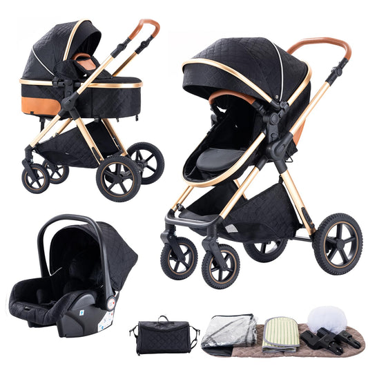BEBBY 3-in-1 Kinderwagen Kombi-Set, 2-in-1 Buggy, Faltbar, Luxus, Travel System für Neugeborene