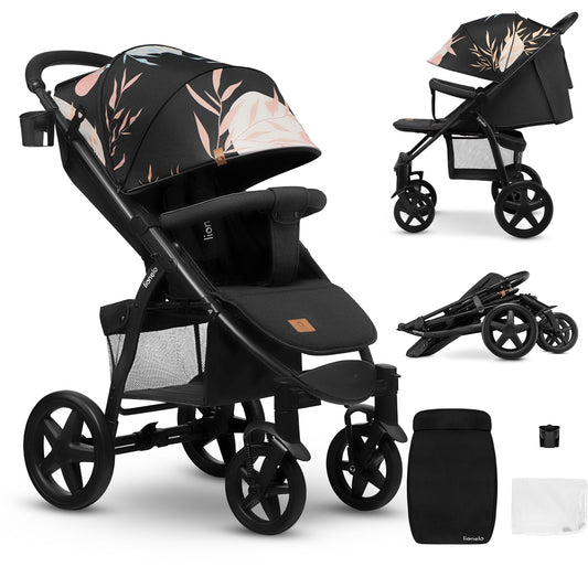 LIONELO Annet Plus Buggy, Bis 22 kg, Liegefunktion, Zusammenklappbar, Eva-Schaum-Räder, Moskitonetz, Zubehör