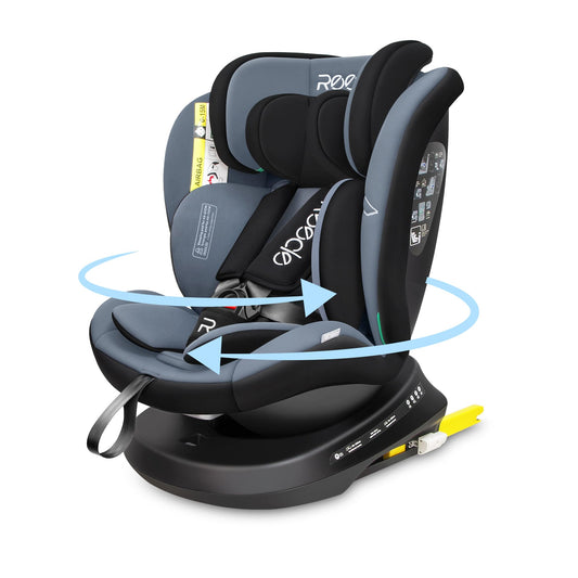Reecle 360° Drehbar i-Size Kindersitz mit ISOFIX, Reboarder, 0-12 Jahre, Black Gray