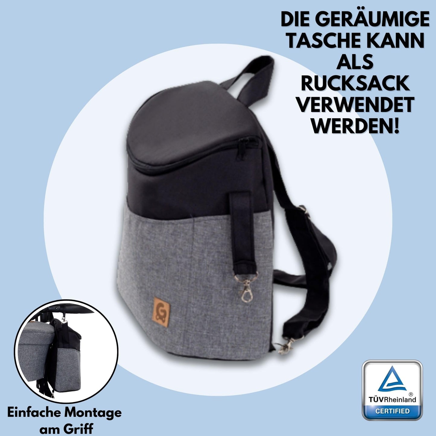 GaGaDumi Boston 3in1 Kinderwagen Set, Kombikinderwagen mit Autositz, TÜV-zertifiziert, Grau Jeans