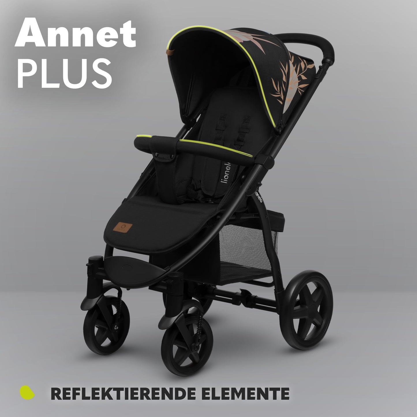 LIONELO Annet Plus Buggy, Bis 22 kg, Liegefunktion, Zusammenklappbar, Eva-Schaum-Räder, Moskitonetz, Zubehör