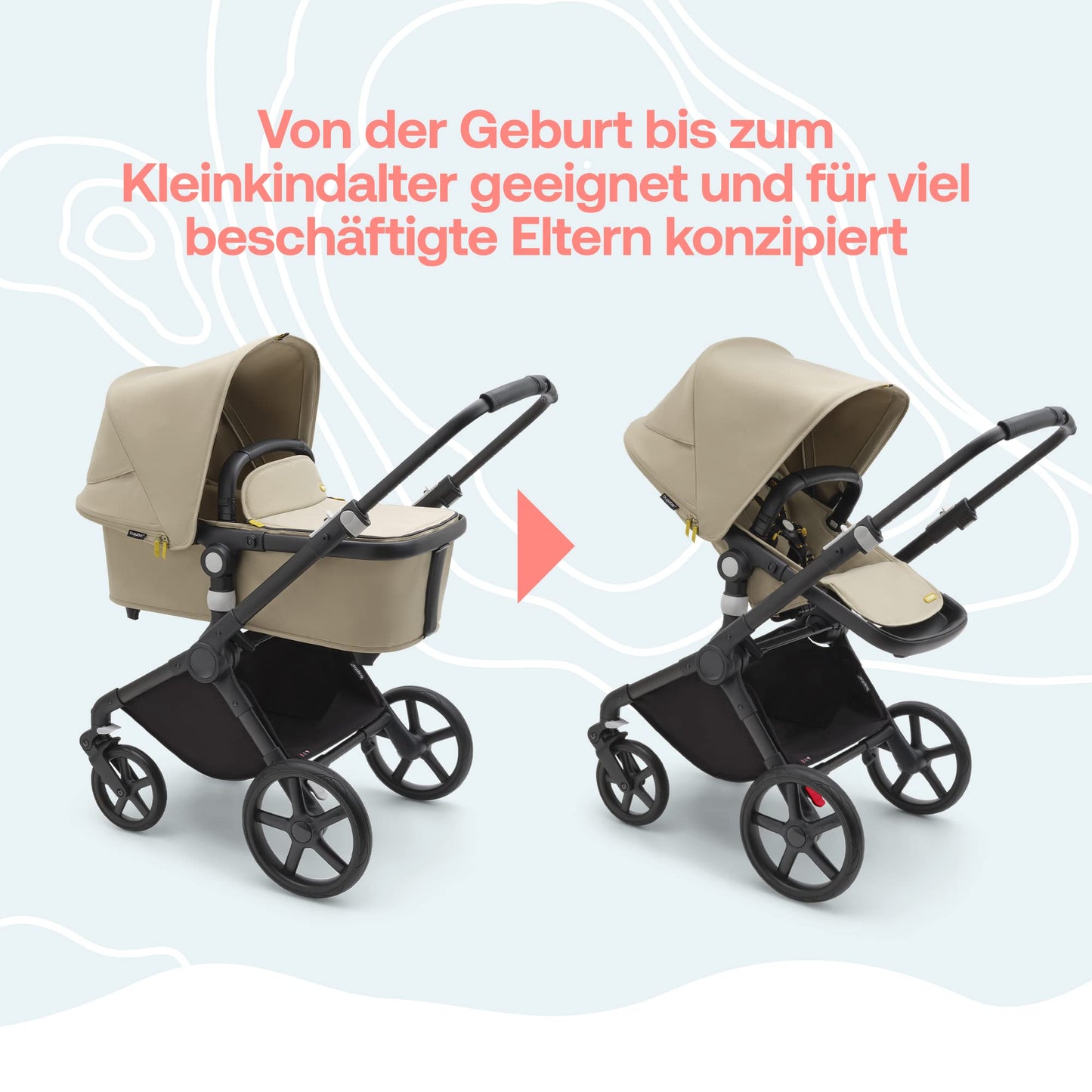 Bugaboo Fox Cub Kinderwagen, Geländetauglich, Faltbar, Desert Beige