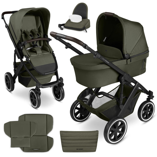 ABC Design Salsa 5 Air Avocado, 2in1 Kombi-Kinderwagen ab Geburt, Luftreifen, Federung, Große Babywanne